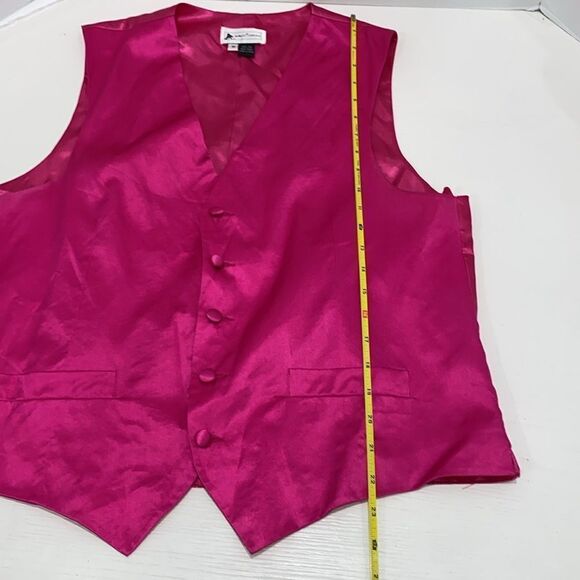 Biagio Collection Pink Vest Bow Tie And Handkerchief 100% Silk Size Medium - Picture 8 of 9